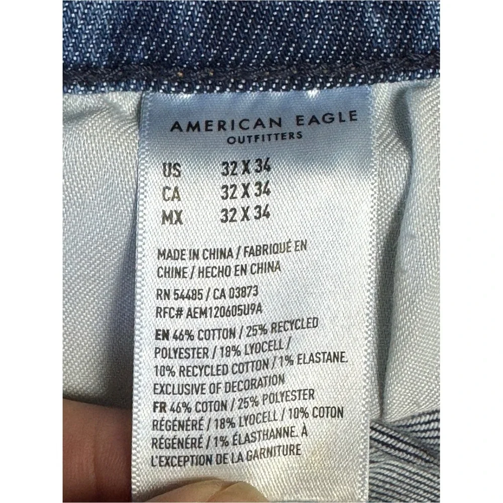 American Eagle Jeans Mens 32x34 Blue Denim Airflex+ Original Straight Med‎ Wash